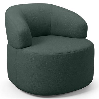 Poltrona Giratória Orgânica Helena L02 Para Sala De Estar Linho Verde Lyam Decor