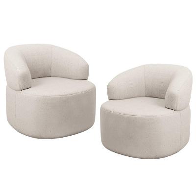 Kit 2 Poltronas Giratórias Helena L02 Para Sala Linho Bege Lyam Decor