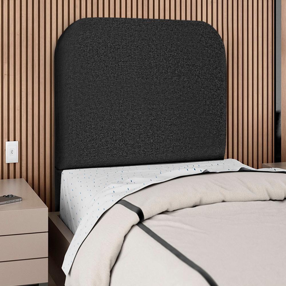 Cabeceira Solteiro 90 Cm Com Frame Alana Linho Preto Artte Preto - 2