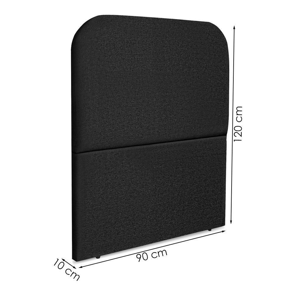 Cabeceira Solteiro 90 Cm Com Frame Alana Linho Preto Artte Preto - 3