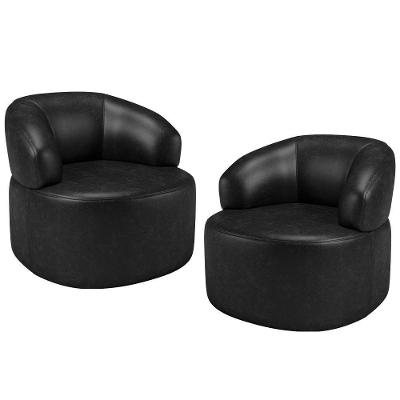 Kit 2 Poltronas Giratórias Orgânicas Helena L02 Couríssimo Preto Lyam Decor