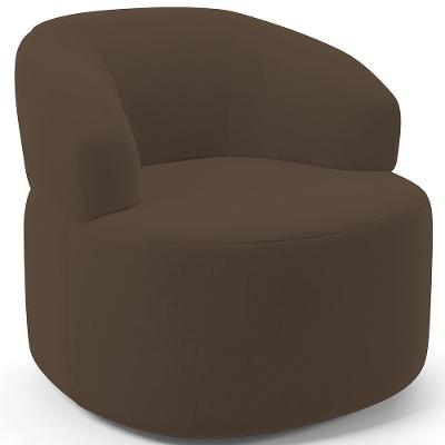 Poltrona Giratória Orgânica Para Sala De Estar Living Helena L02 Suede Marrom - Lyam Decor