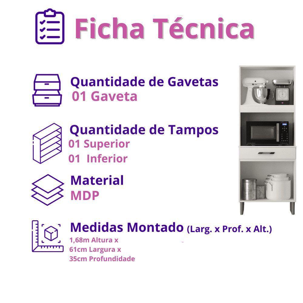 Armário De Cozinha Multiuso 4 Portas Com Espaço Micro-ondas Cinamomo/off White Acetinado - 7