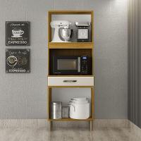 Armário De Cozinha Multiuso 4 Portas Com Espaço Micro-ondas Cinamomo/off White Acetinado - 2