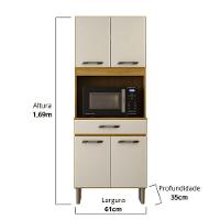 Armário De Cozinha Multiuso 4 Portas Com Espaço Micro-ondas Cinamomo/off White Acetinado - 6