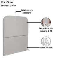 Cabeceira Solteiro 90 Cm Com Frame Alana Linho Cinza Artte Cinza - 5