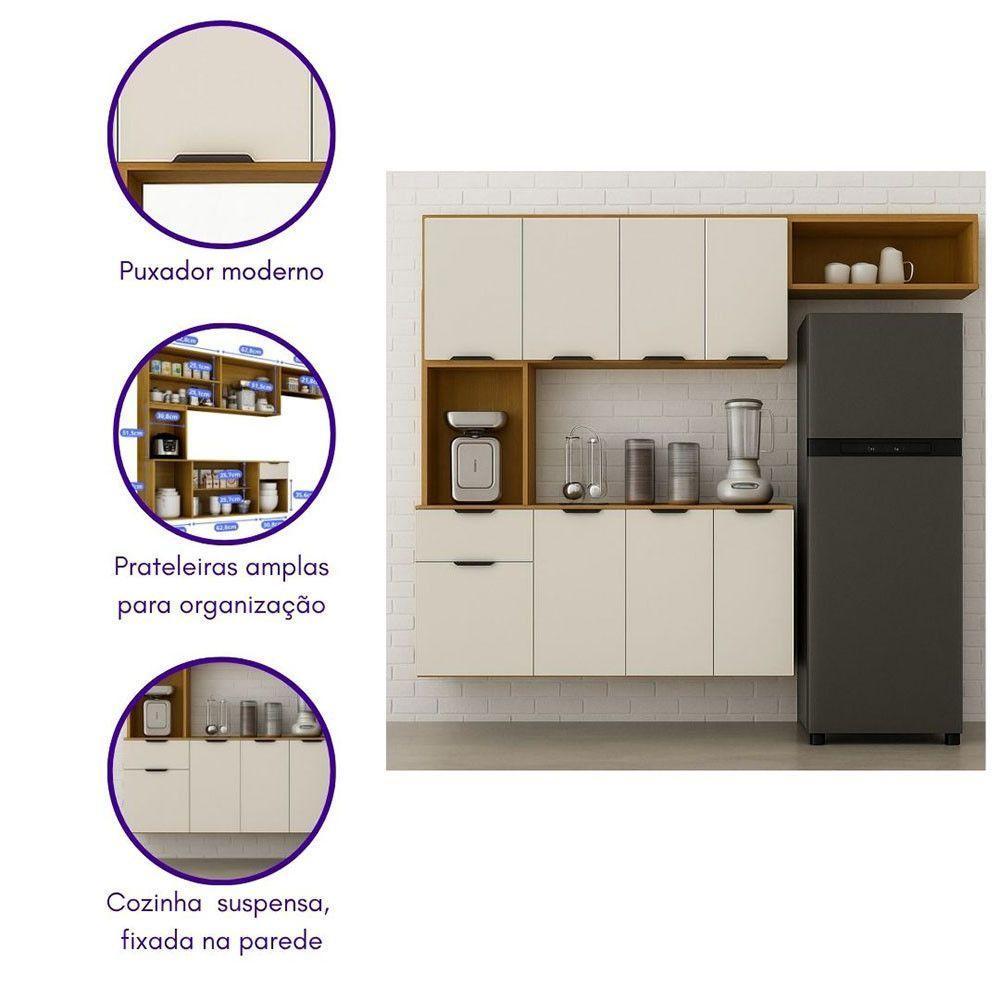 Cozinha Compacta Aura 8 Portas Com Nicho Integrado Cinamomo/cinza Acetinado - 5