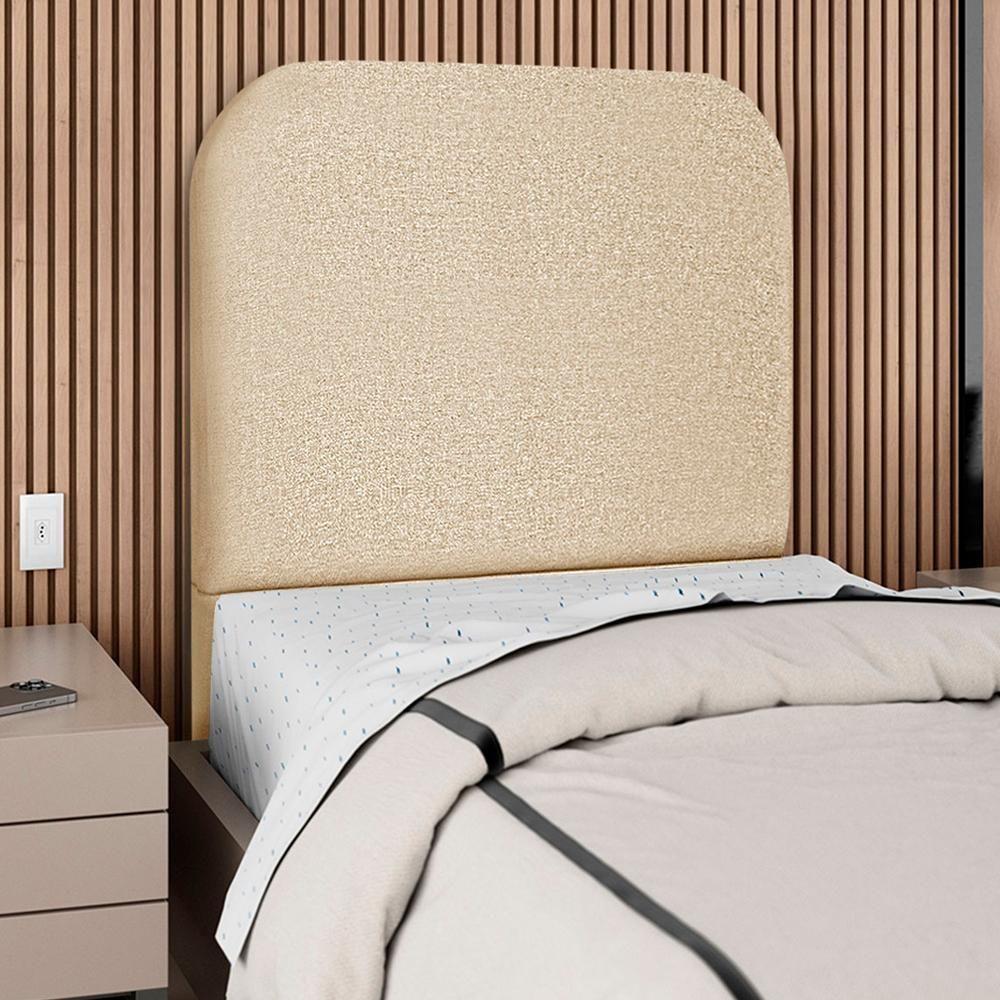 Cabeceira Solteiro 100 Cm Com Frame Alana Linho Bege Artte Bege - 2