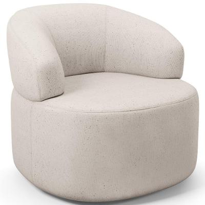 Poltrona Giratória Orgânica Para Sala De Estar Living Helena L02 Linho Cru - Lyam Decor