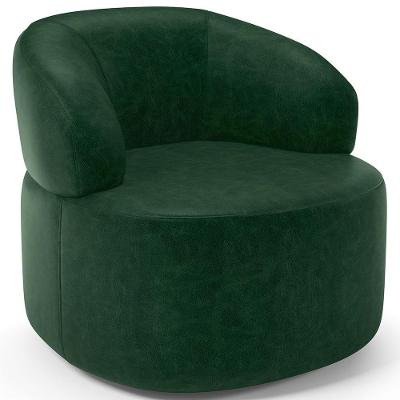 Poltrona Giratória Orgânica Helena L02 Sala De Estar Couríssimo Verde Lyam Decor