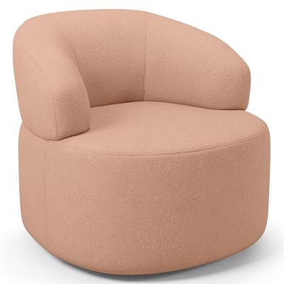 Poltrona Giratória Orgânica Para Sala De Estar Living Helena L02 Linho Rosê - Lyam Decor