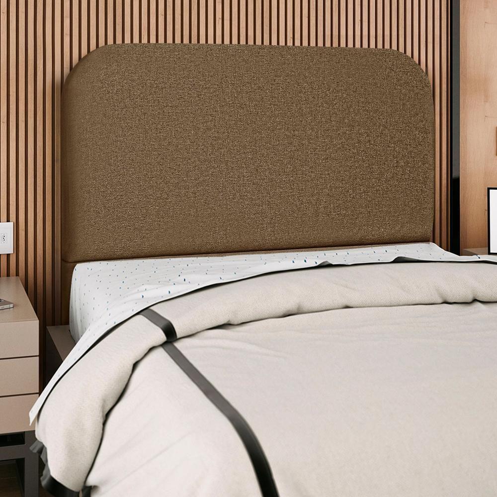 Cabeceira Casal 140 Cm Com Frame Alana Linho Marrom Artte Marrom - 9