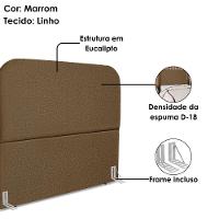 Cabeceira Casal 140 Cm Com Frame Alana Linho Marrom Artte Marrom - 3