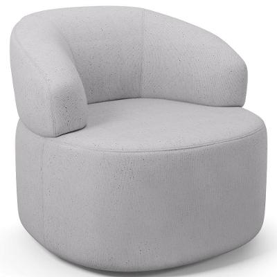 Poltrona Giratória Orgânica Para Sala De Estar Living Helena L02 Linho Cinza - Lyam Decor