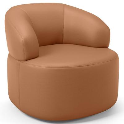 Poltrona Giratória Orgânica Helena L02 Sala De Estar Couríssimo Marrom Lyam Decor
