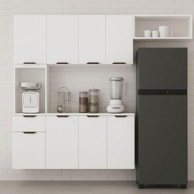 Cozinha Compacta Aura 8 Portas 1 Gaveta MDP 193.2cm Branco Acetinado
