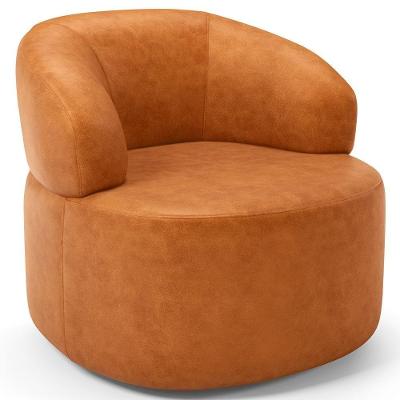 Poltrona Giratória Orgânica Para Sala De Estar Living Helena L02 Couríssimo Canela - Lyam Decor