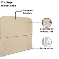Cabeceira Casal 140 Cm Com Frame Alana Linho Bege Artte Bege - 5