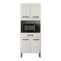 Armário De Cozinha Multiuso 4 Portas Com Espaço Micro-ondas Branco Acetinado - 3