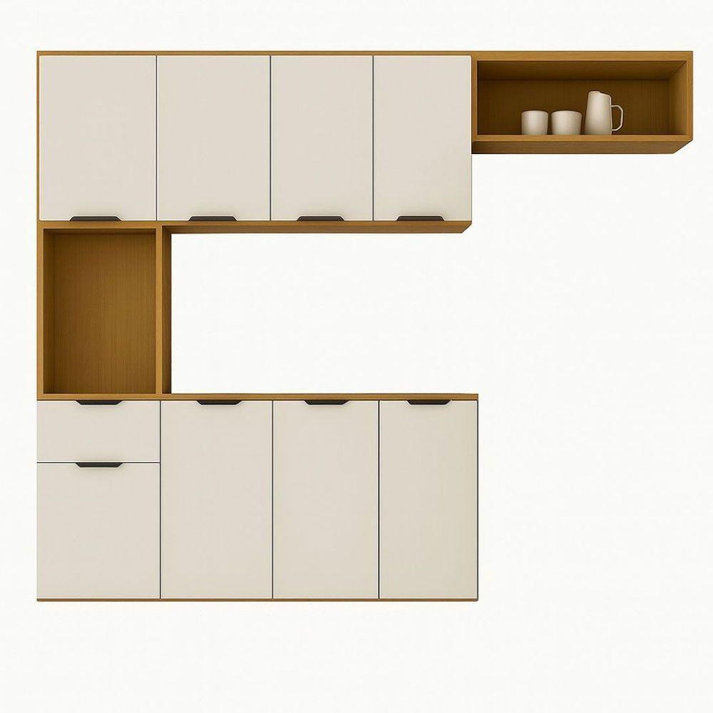 Cozinha Compacta Aura 8 Portas Com Nicho Integrado Cinamomo/off White - 2