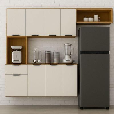 Cozinha Compacta Aura 8 Portas Com Nicho Integrado Cinamomo/off White