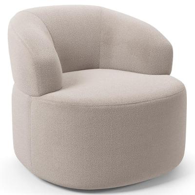 Poltrona Giratória Orgânica Para Sala De Estar Living Helena L02 Bouclê Creme - Lyam Decor