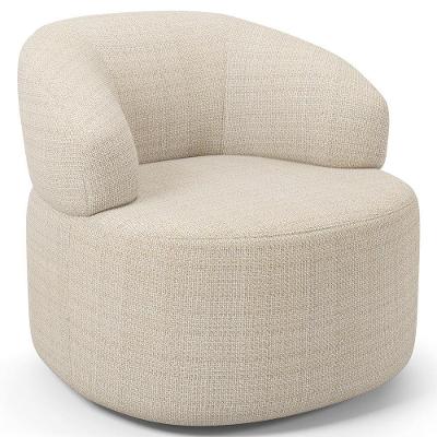Poltrona Giratória Orgânica Helena L02 Para Sala De Estar Linho Bege Lyam Decor
