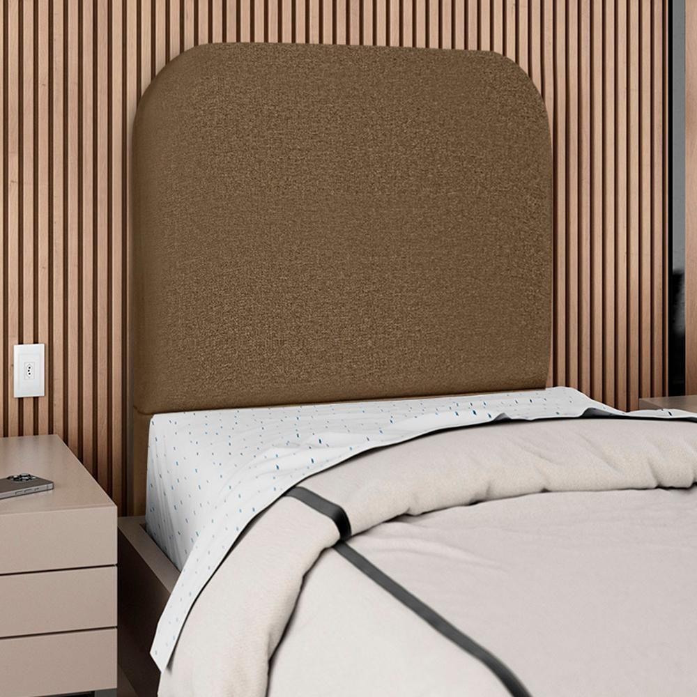 Cabeceira Solteiro 100 Cm Com Frame Alana Linho Marrom Artte Marrom - 3