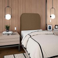 Cabeceira Solteiro 100 Cm Com Frame Alana Linho Marrom Artte Marrom - 2