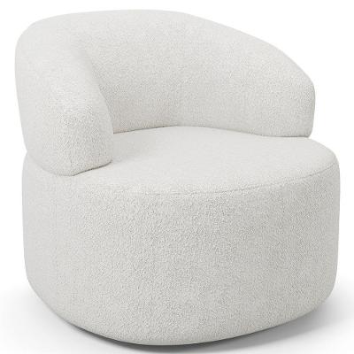 Poltrona Giratória Orgânica Helena L02 Para Sala De Estar Tecido Bouclê Creme Lyam Decor
