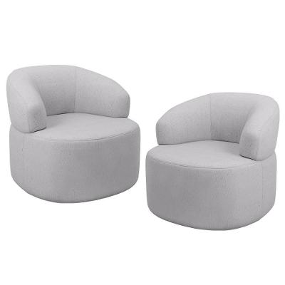 Kit 02 Poltronas Giratória Orgânica Para Sala De Estar Living Helena L02 Linho Cinza - Lyam Decor