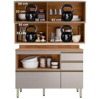 Balcao Com Tampo E Armario Aereo 120 Cm Proenca Nogueira Nude Prime Demartez Nogueira Nude Prime - 3