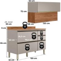 Balcao Com Tampo E Armario Aereo 120 Cm Proenca Nogueira Nude Prime Demartez Nogueira Nude Prime - 5