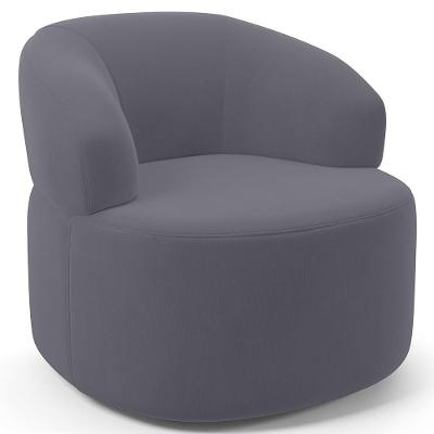 Poltrona Giratória Orgânica Para Sala De Estar Living Helena L02 Suede Cinza - Lyam Decor