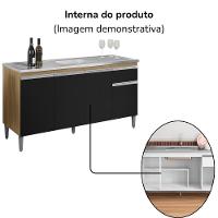 Balcao Para Pia Sem Tampo 145 Cm Tatiane Amendoa Preto Reajl Moveis Amendoa Preto - 5