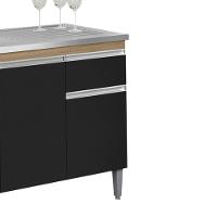 Balcao Para Pia Sem Tampo 145 Cm Tatiane Amendoa Preto Reajl Moveis Amendoa Preto - 7