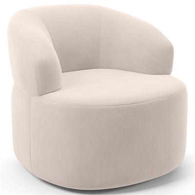 Poltrona Giratória Orgânica Para Sala De Estar Living Helena L02 Suede Bege - Lyam Decor