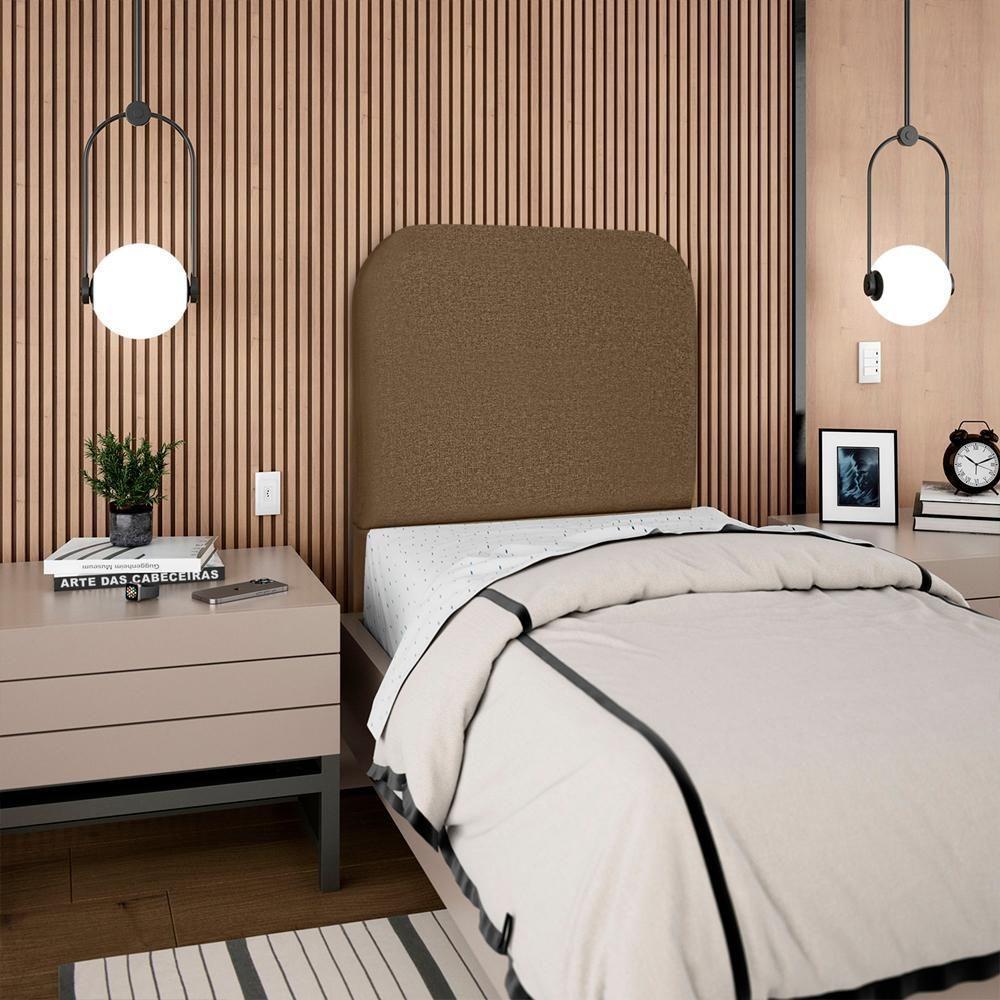 Cabeceira Solteiro 90 Cm Com Frame Alana Linho Marrom Artte Marrom - 5