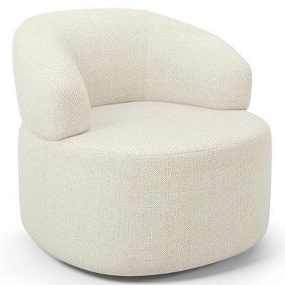 Poltrona Giratória Orgânica Helena L02 Sala De Estar Linho Bege Lyam Decor