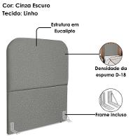 Cabeceira Solteiro 100 Cm Com Frame Alana Linho Cinza Escuro Artte Cinza Escuro - 5