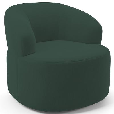 Poltrona Giratória Orgânica Para Sala De Estar Living Helena L02 Suede Verde Musgo - Lyam Decor