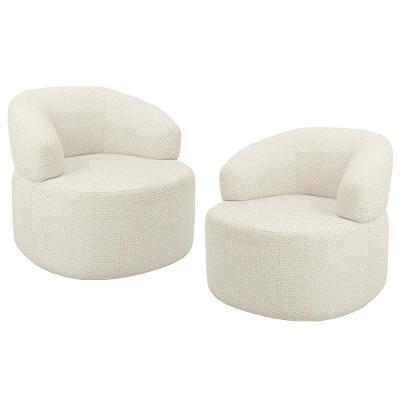 Kit 02 Poltronas Giratória Orgânica Para Sala De Estar Living Helena L02 Linho Champagne - Lyam Decor