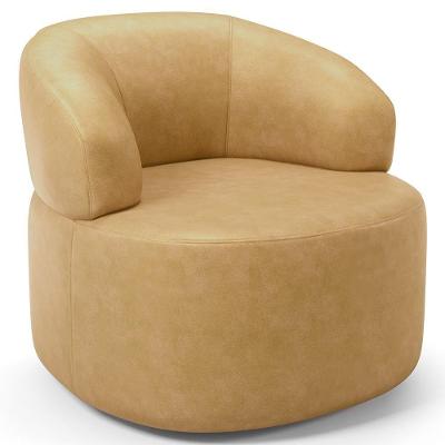 Poltrona Giratória Orgânica Helena L02 Para Sala De Estar Couríssimo Fendi Lyam Decor