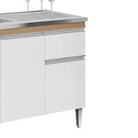 Balcao Para Pia Sem Tampo 145 Cm Tatiane Amendoa Branco Reajl Moveis Amendoa Branco - 7