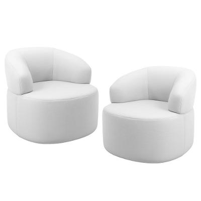 Kit 02 Poltronas Giratória Orgânica Para Sala De Estar Living Helena L02 Facto Branco - Lyam Decor