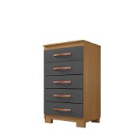 Cômoda 5 Gavetas Compacta Para Quarto Carvalho Grafite - 2