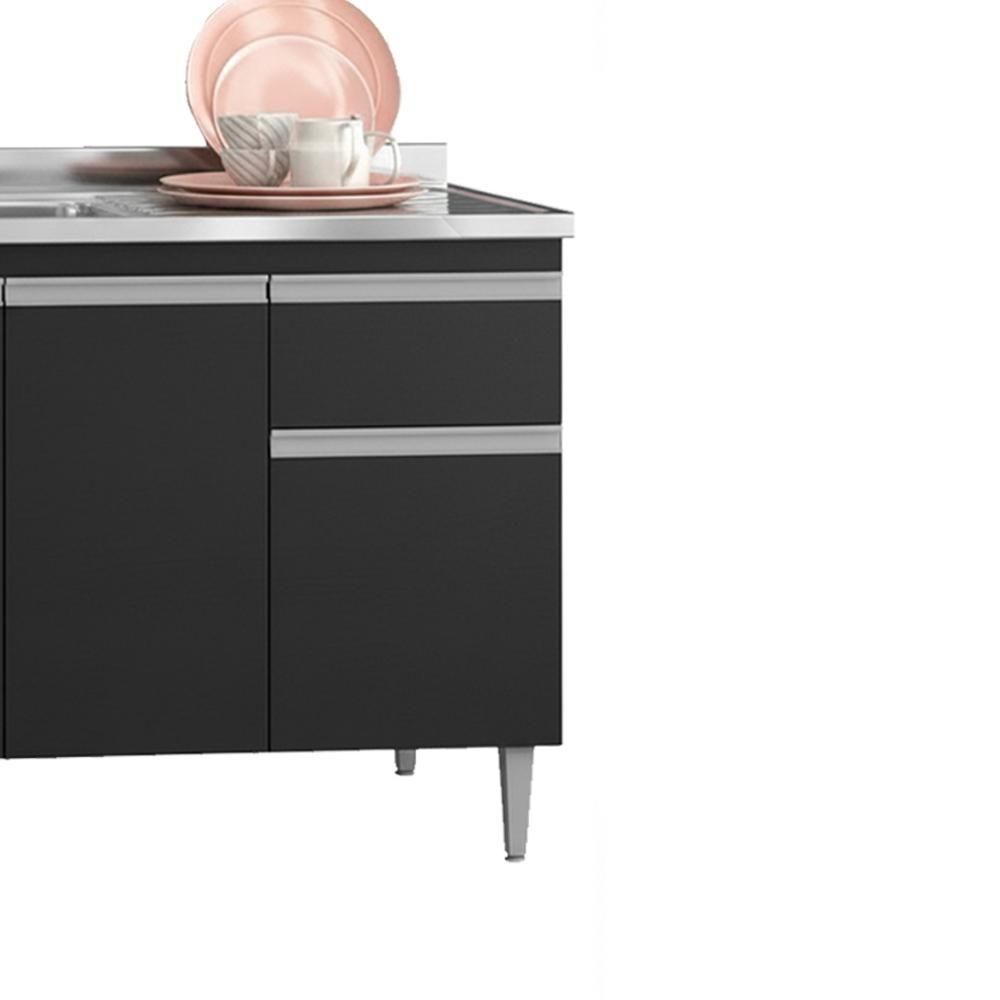 Balcao Para Pia Sem Tampo 145 Cm Tatiane Preto Reajl Moveis Preto - 7