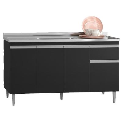 Balcao Para Pia Sem Tampo 145 Cm Tatiane Preto Reajl Moveis Preto