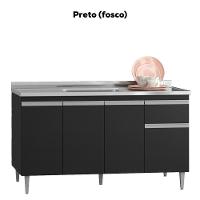 Balcao Para Pia Sem Tampo 145 Cm Tatiane Preto Reajl Moveis Preto