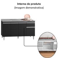 Balcao Para Pia Sem Tampo 145 Cm Tatiane Preto Reajl Moveis Preto - 5